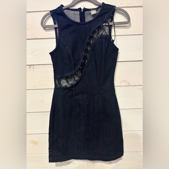 Venus Dark Blue Denim Dress with Cut out Details. Size 2 - Picture 1 of 12